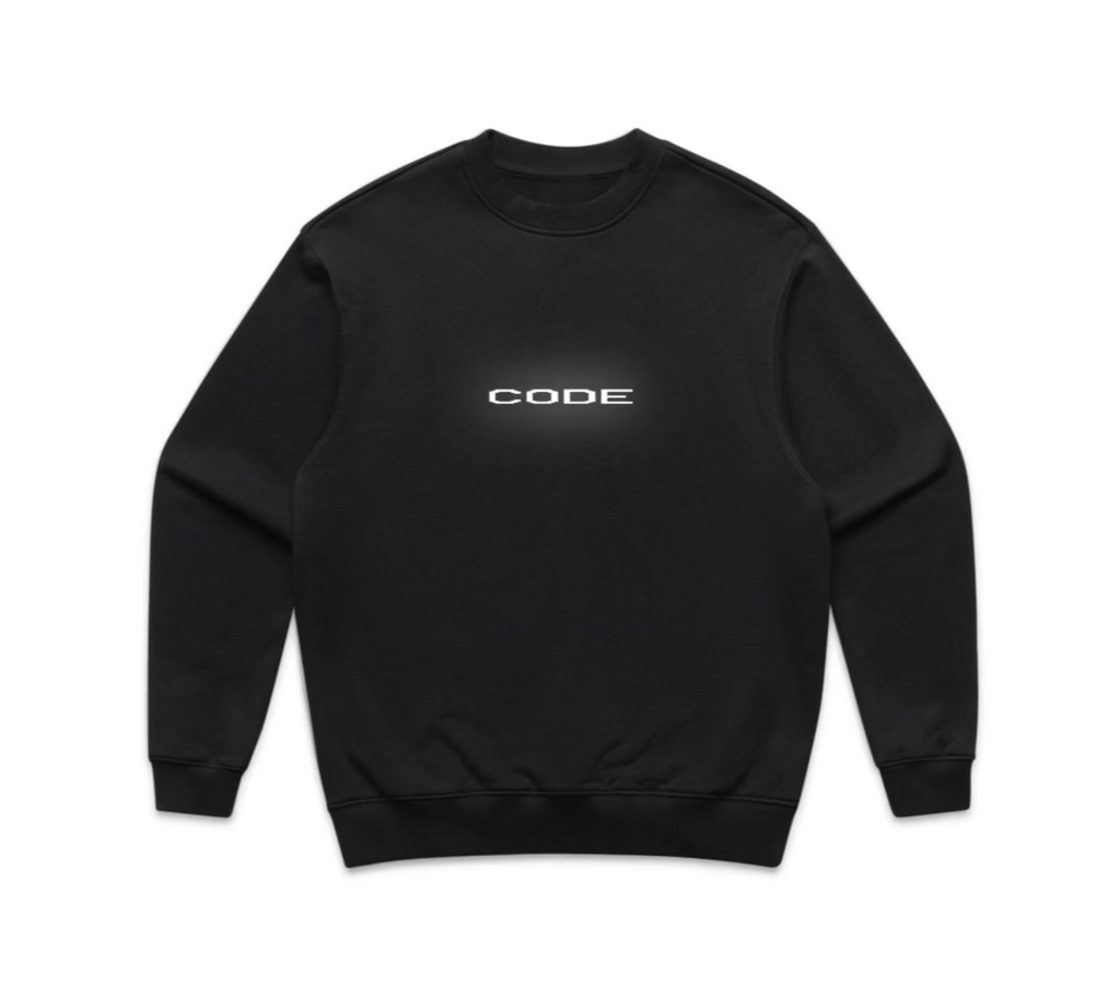 "CODE 01" CREW NECK, BLACK REFLECTIVE