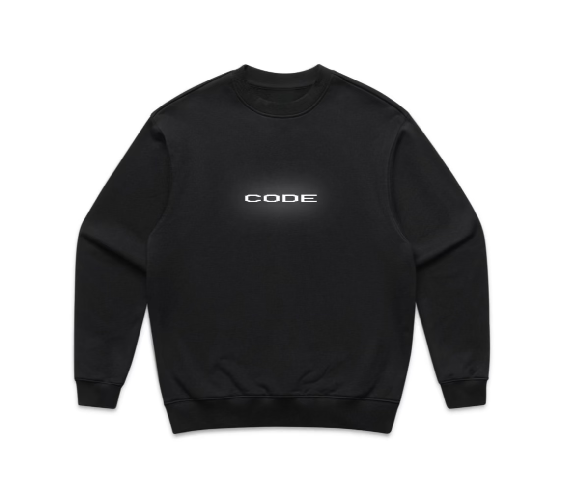 "CODE 01" CREW NECK, BLACK REFLECTIVE