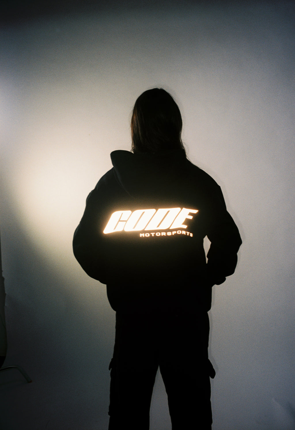 "CODE 01" HOODIE, BLACK REFLECTIVE