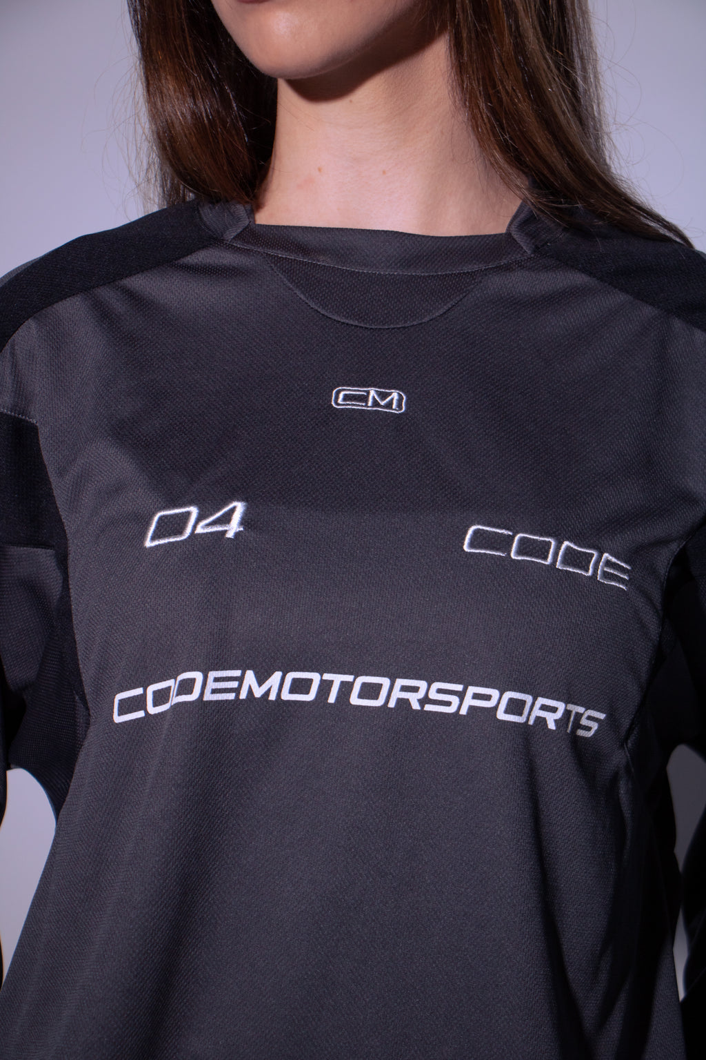 CODE 04 PANELED JERSEY GREY
