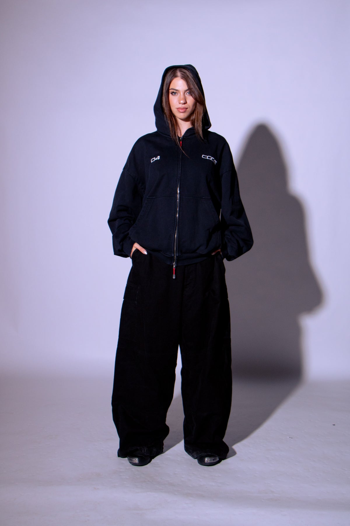 CODE 04 OVERSIZED DOUBLE ZIP HOODIE