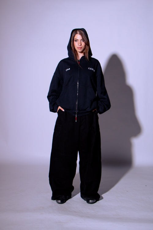CODE 04 OVERSIZED DOUBLE ZIP HOODIE