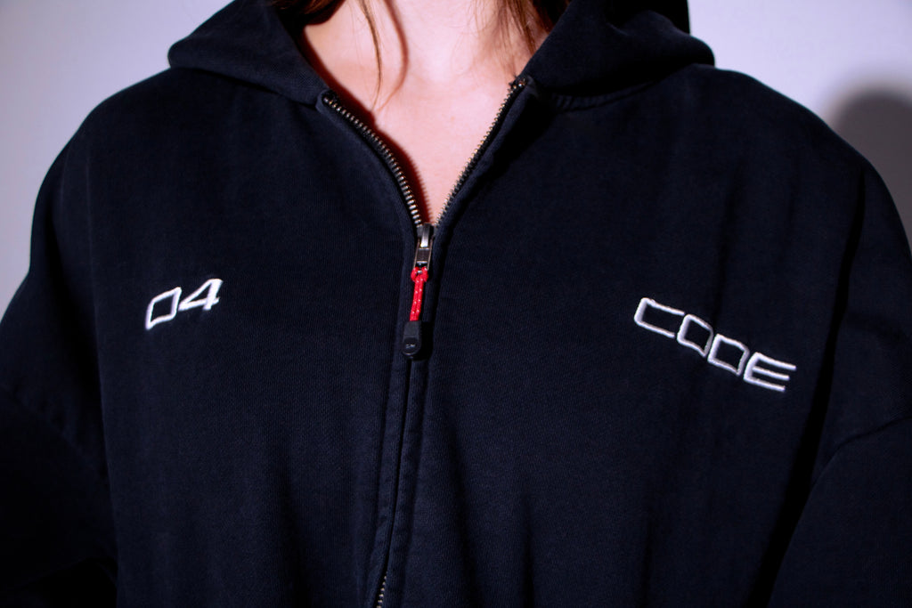 CODE 04 OVERSIZED DOUBLE ZIP HOODIE