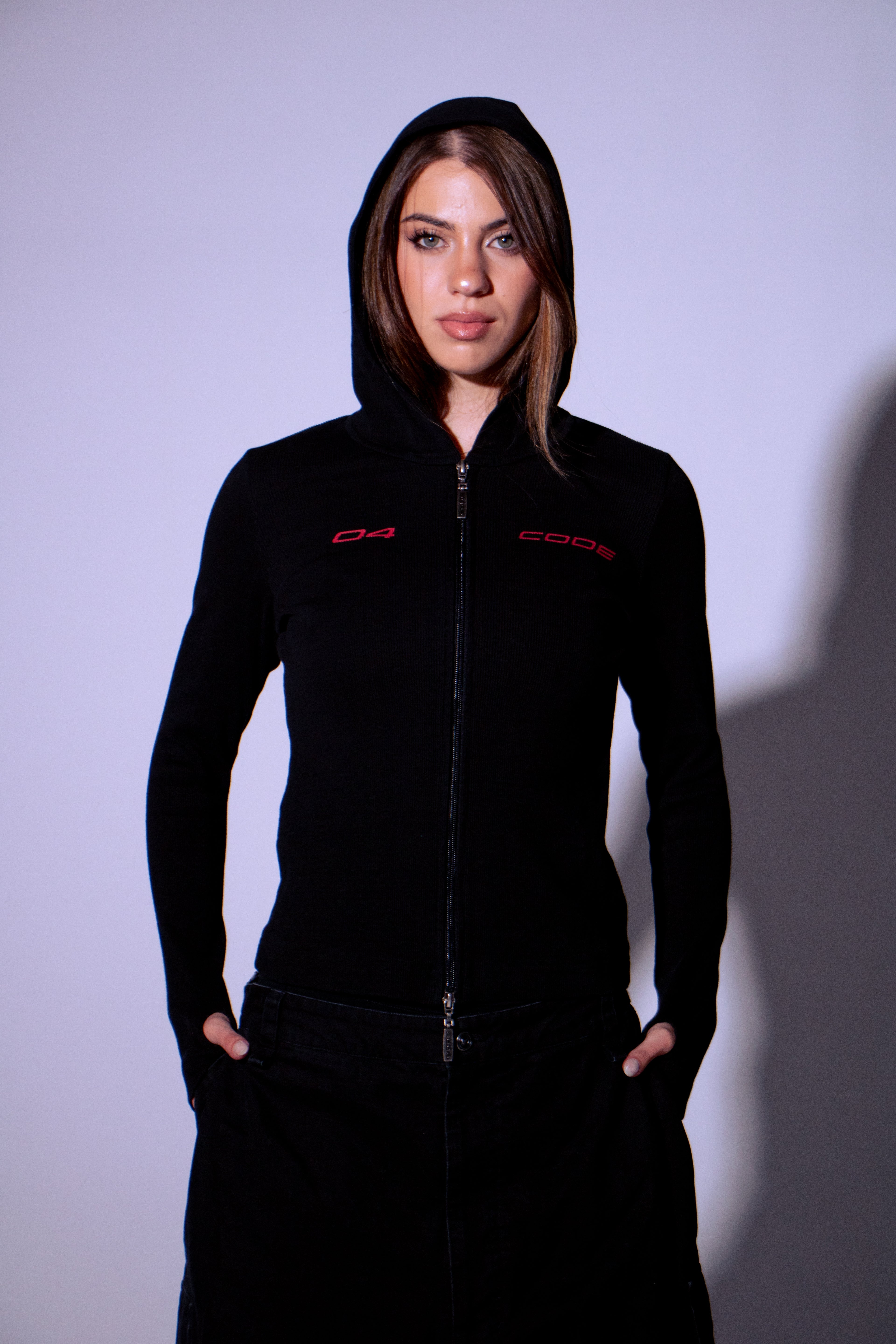 CODE 04 DOUBLE ZIP BLACK / RED