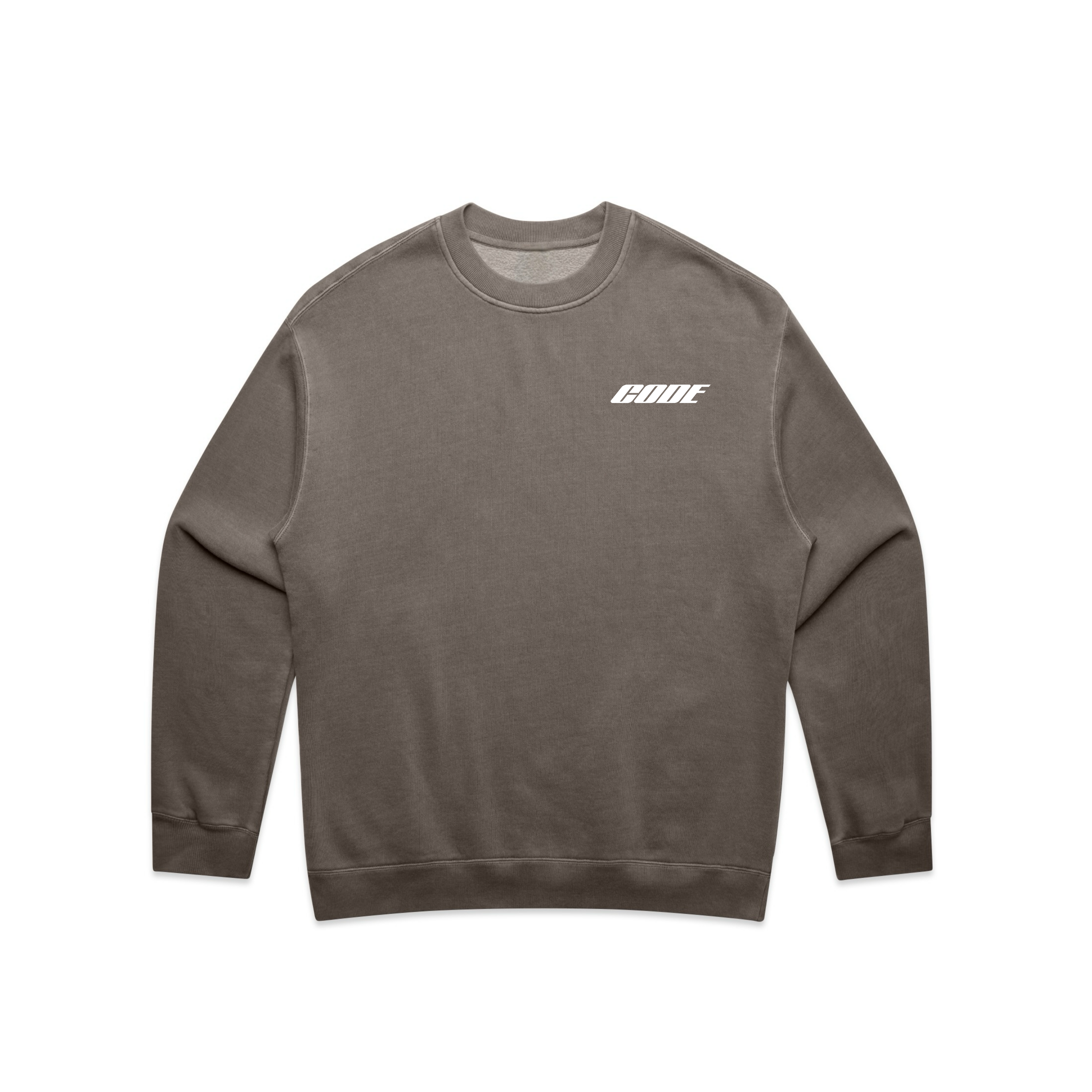 “CODE 01” HEAVY CREWNECK, FADED BROWN