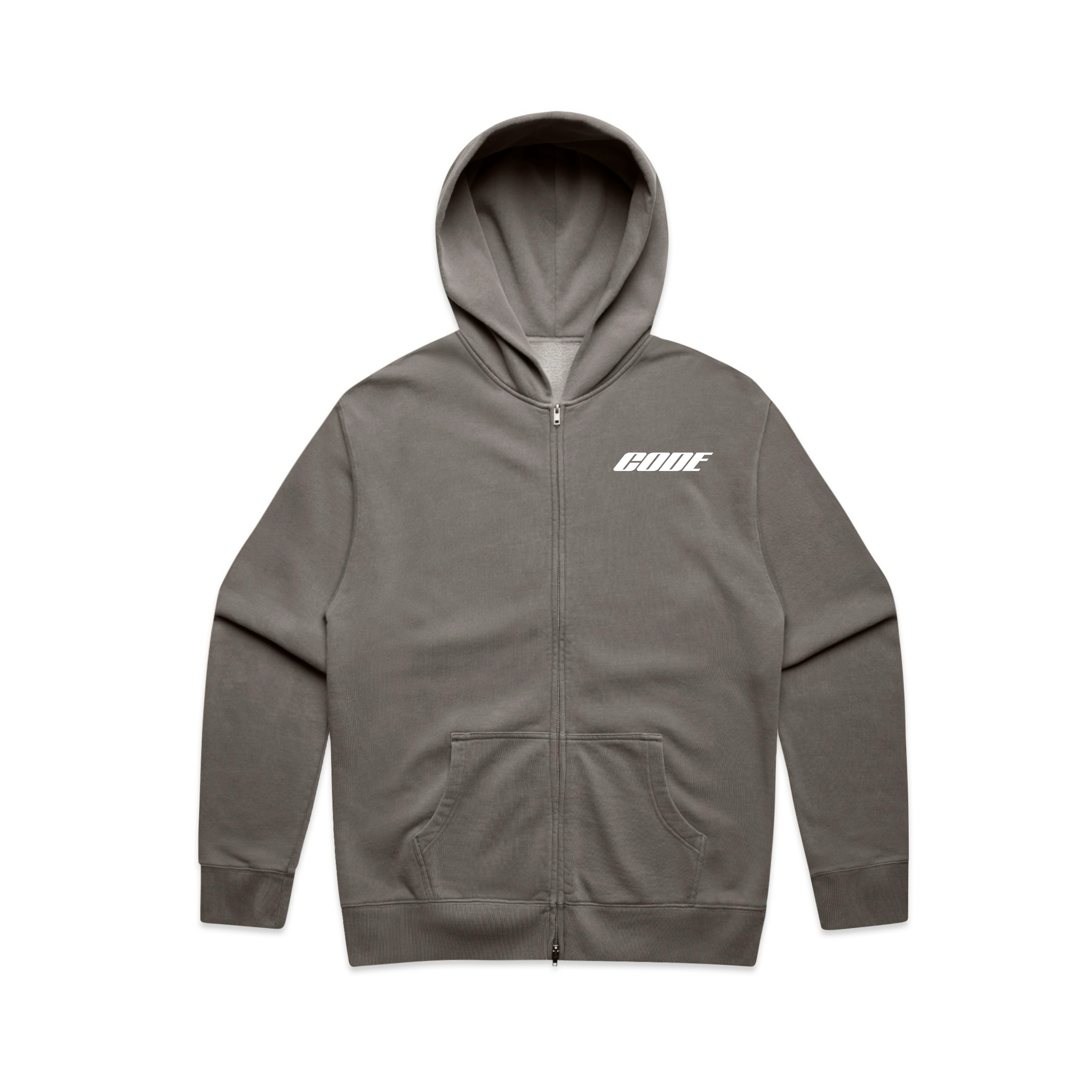 “CODE 01” MID-WEIGHT FULL ZIP HOODIE - FADED BROWN