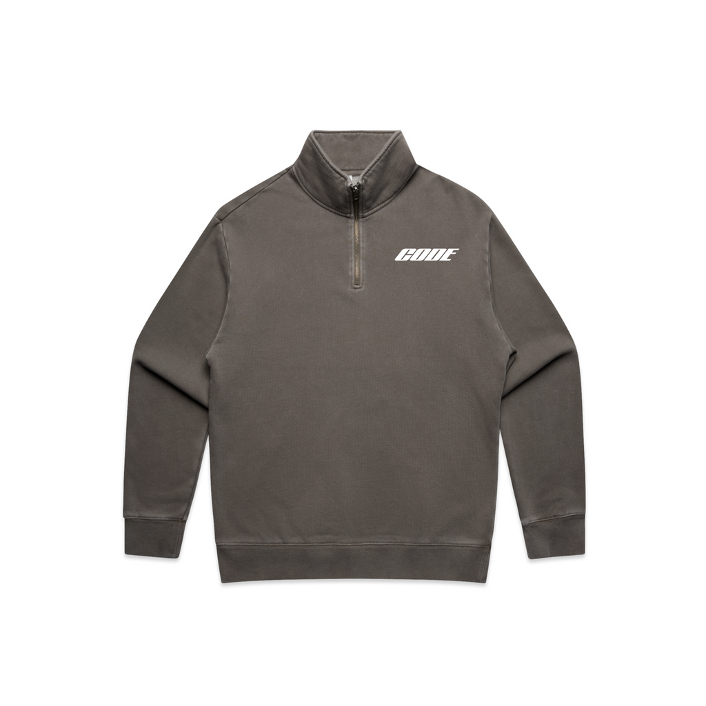 “CODE 01” MID-WEIGHT HALF-ZIP, FADED BROWN