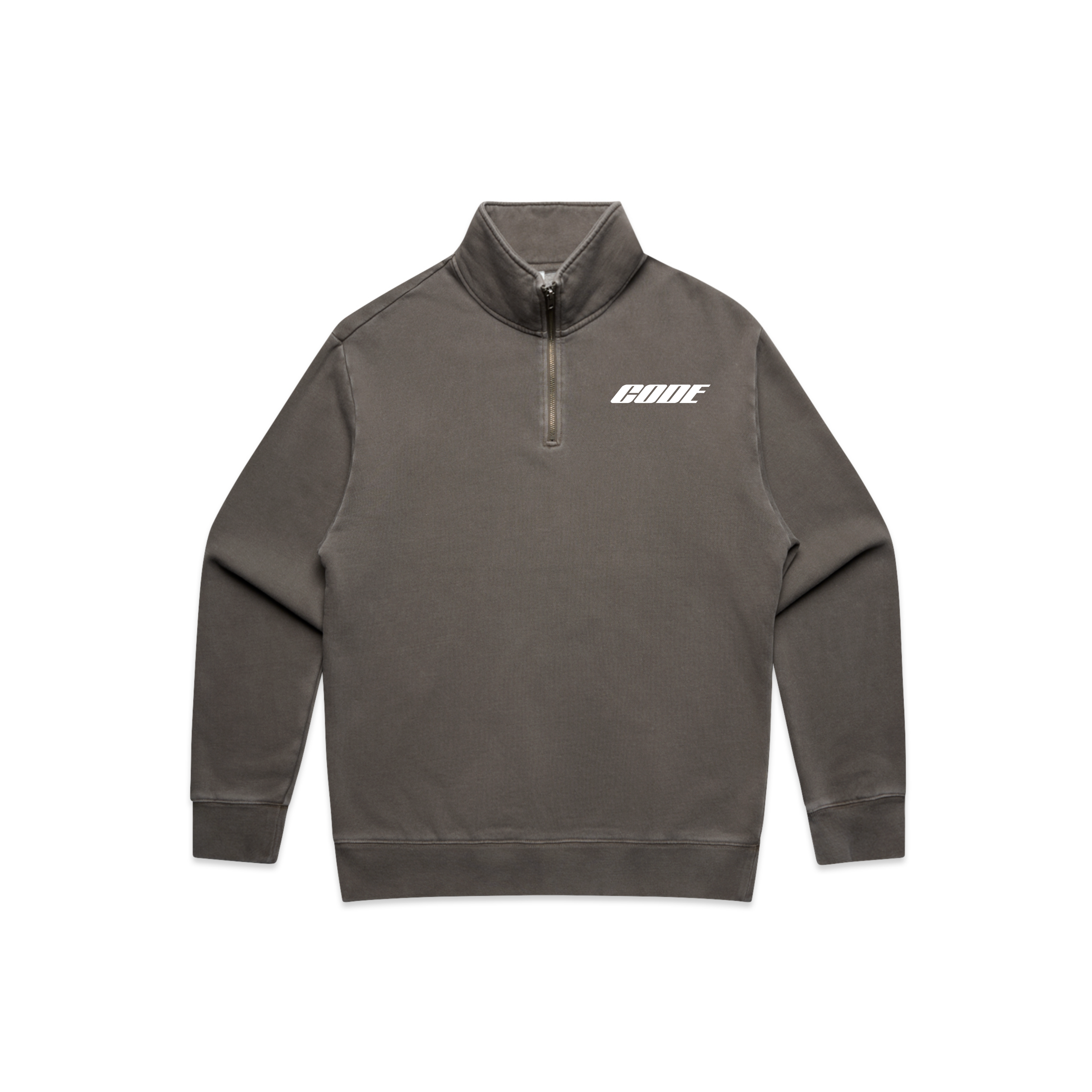 “CODE 01” MID-WEIGHT HALF-ZIP, FADED BROWN
