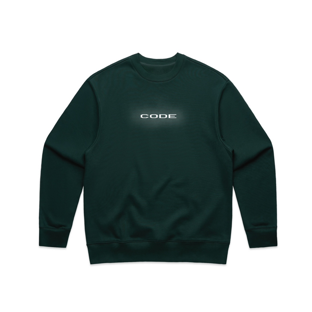 "CODE 01" CREW NECK, FOREST GREEN REFLECTIVE