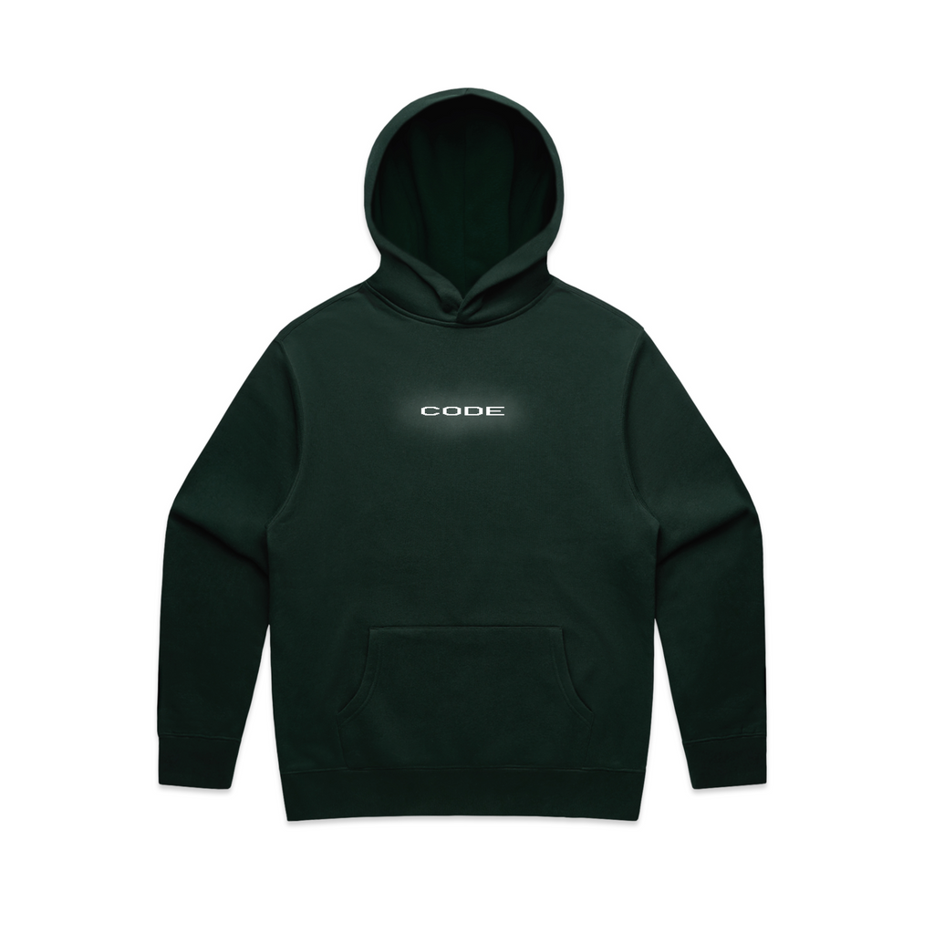 "CODE 01" HOODIE, FOREST GREEN REFLECTIVE