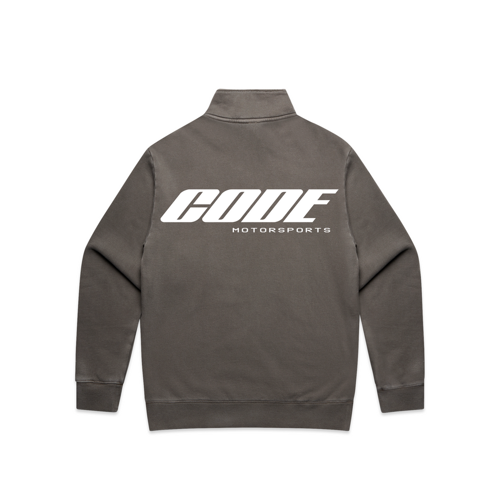 “CODE 01” MID-WEIGHT HALF-ZIP, FADED BROWN