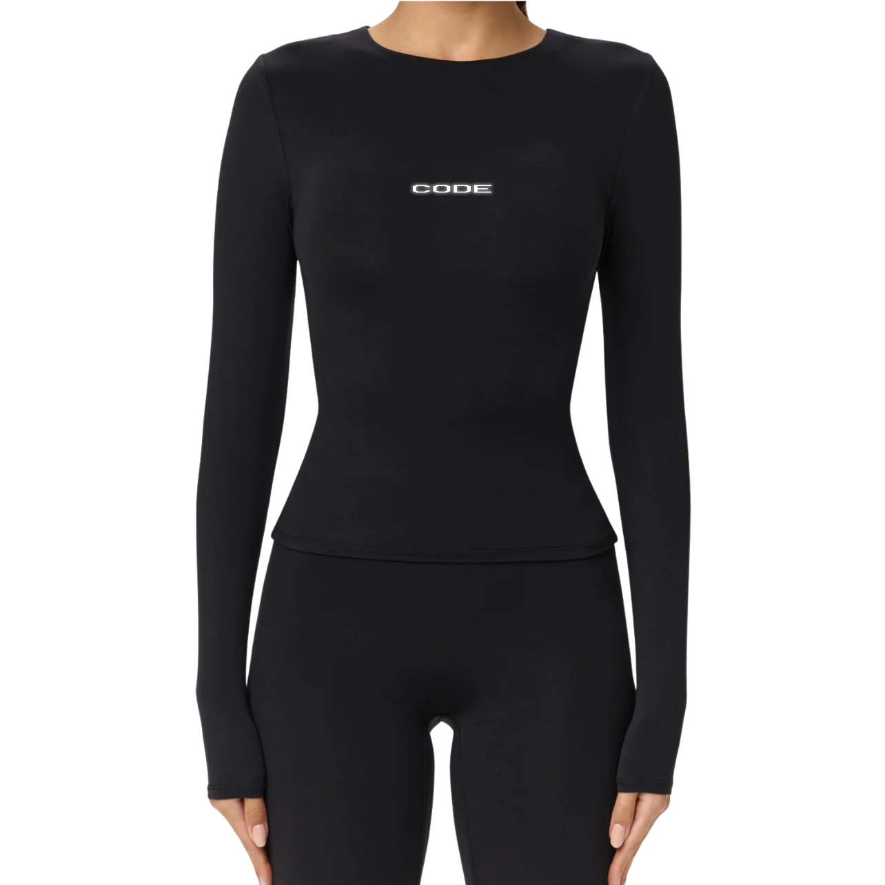 WOMEN'S BLACK LONG-SLEEVE REFLECTIVE BABY-TEE