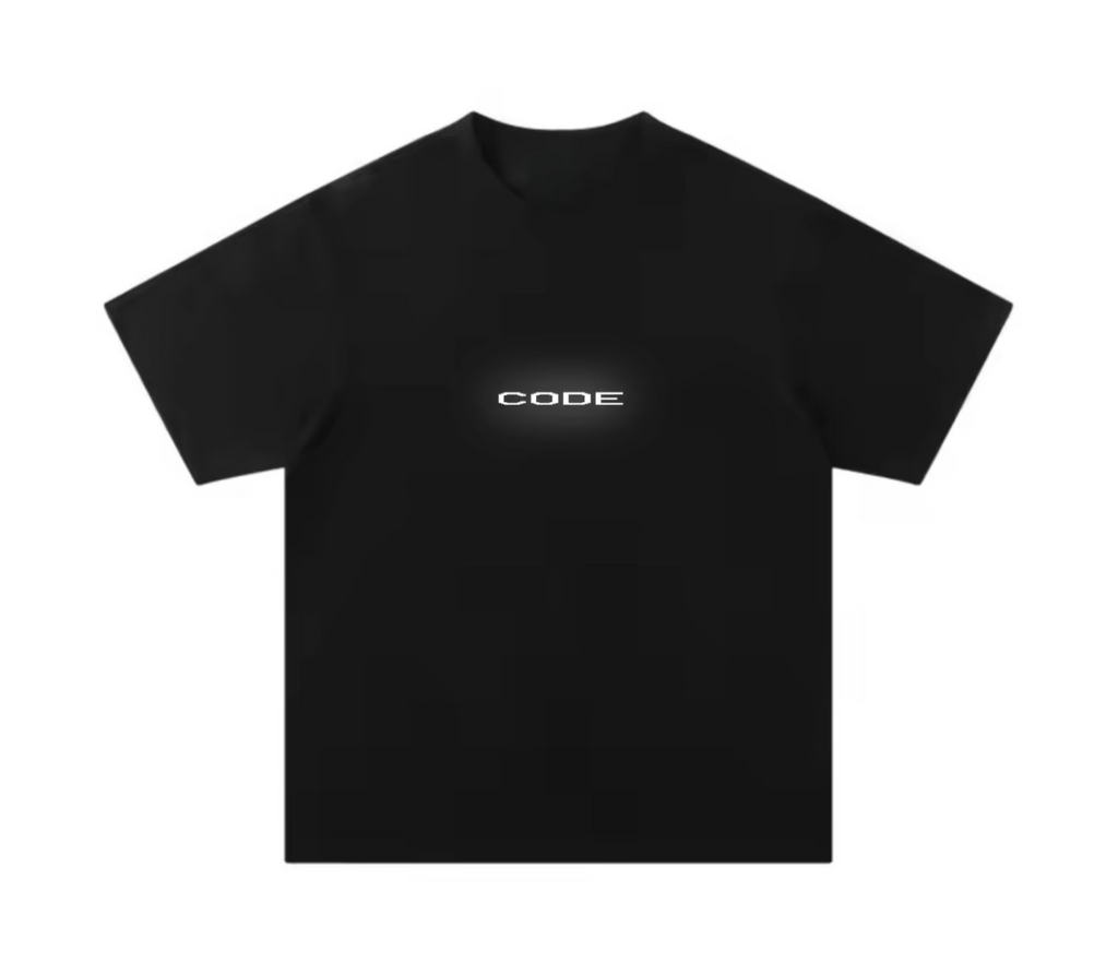 "CODE 01" OVERSIZED T-SHIRT, BLACK REFLECTIVE